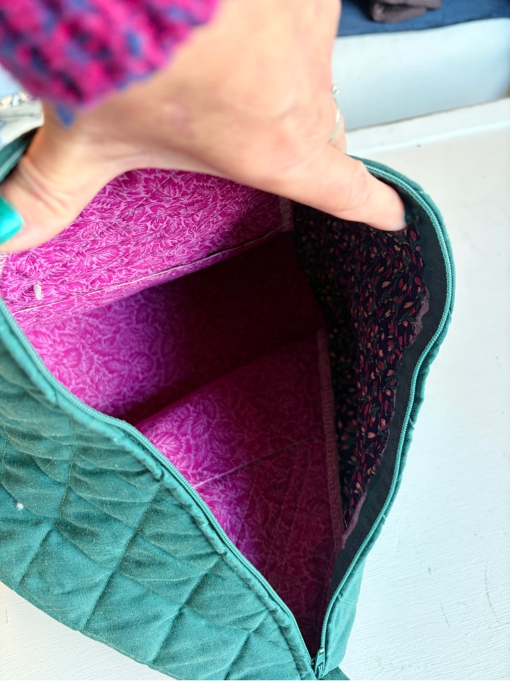 HANDMADE Quilted Patchwork Trapezoide-Shaped Handbag - Picture 6 of 7